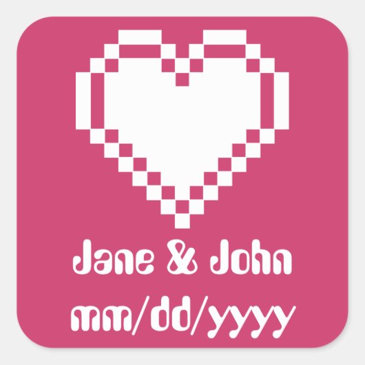 Onze 8-bits harten in frambozenticker vierkante sticker (Voorkant)