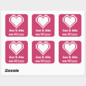 Onze 8-bits harten in frambozenticker vierkante sticker (Vel)