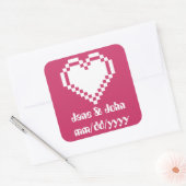 Onze 8-bits harten in frambozenticker vierkante sticker (Envelop)