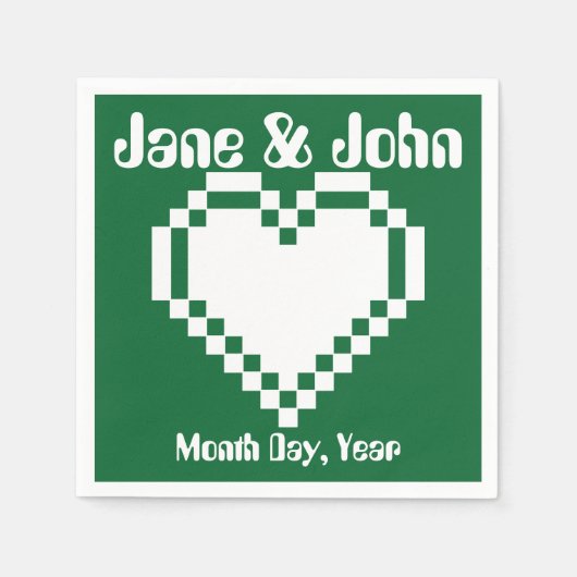 Onze 8-bits harten in Green Napkins Servetten (Voorkant)