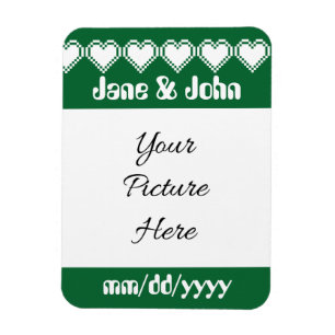 Onze 8-bits harten in Green Save-the-Date Magnet Magneet