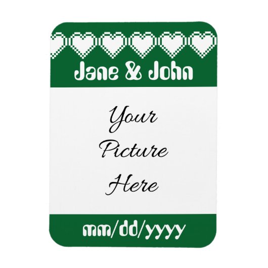 Onze 8-bits harten in Green Save-the-Date Magnet Magneet (Verticaal)