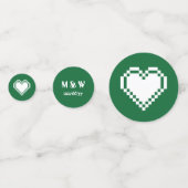 Onze 8-bits harten in groene tafel Confetti (Achterkanten)