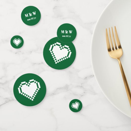 Onze 8-bits harten in groene tafel Confetti (Groep)