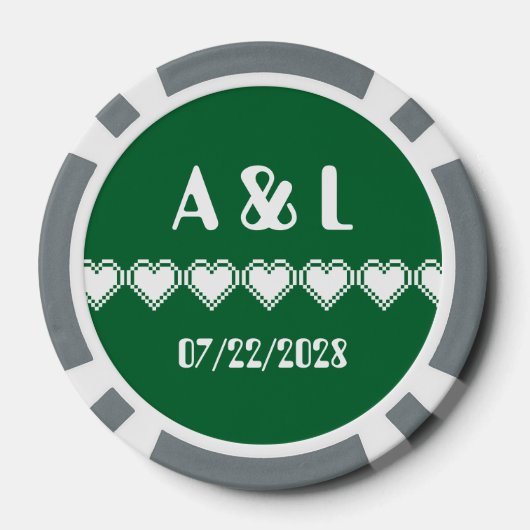 Onze 8-bits harten in het groen poker chips (Achterkant)
