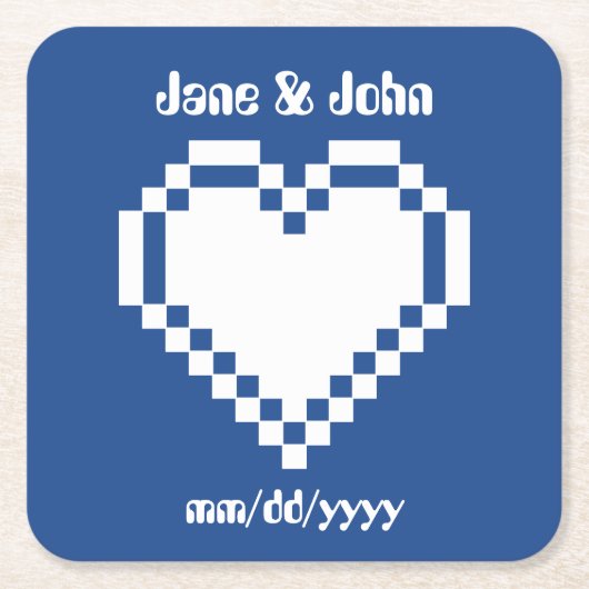 Onze 8-bits harten in het Onderzetter Blauw papier (Voorkant)
