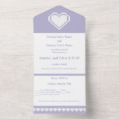 Onze 8-bits harten in Lavender All In One Uitnodiging (Binnen)