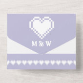 Onze 8-bits harten in Lavender All In One Uitnodiging (Achterkant)