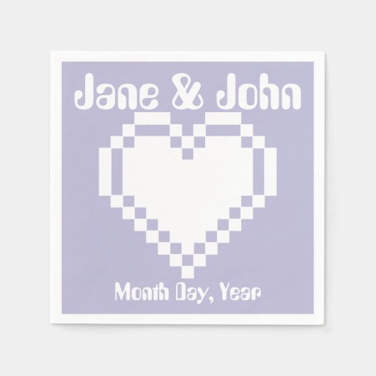 Onze 8-bits harten in Lavender Napkins Servetten (Voorkant)
