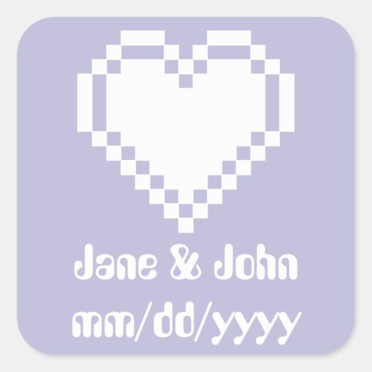 Onze 8-bits harten in Lavender Sticker (Voorkant)