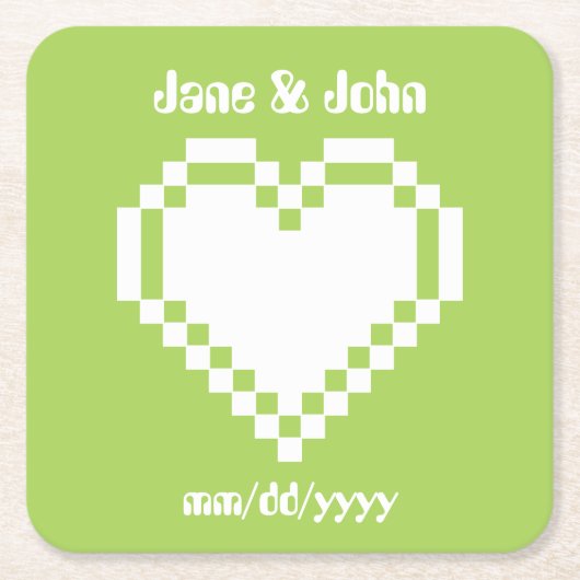 Onze 8-bits harten in Peridot Paper Onderzetter (Voorkant)