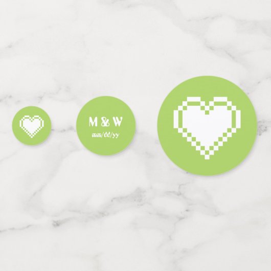 Onze 8-bits harten in Peridot Table Confetti (Achterkanten)