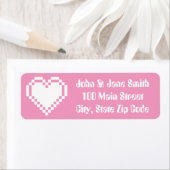 Onze 8-bits harten in Petal Pink Address Label (Insitu)