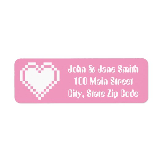 Onze 8-bits harten in Petal Pink Address Label (Voorkant)