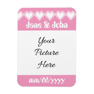 Onze 8-bits harten in Petal Pink Herinneringsmagne Magneet