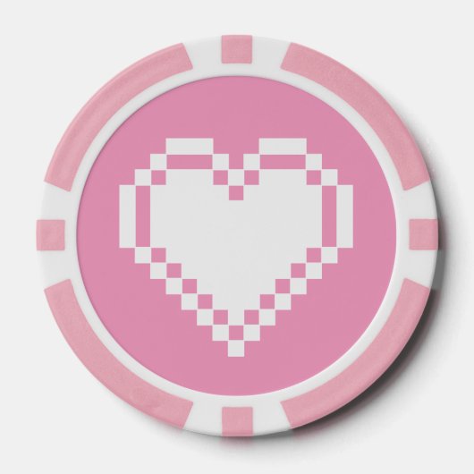 Onze 8-bits harten in Petal Pink Poker Chips (Voorkant)