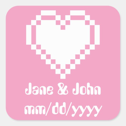 Onze 8-bits harten in Petal Pink Sticker (Voorkant)