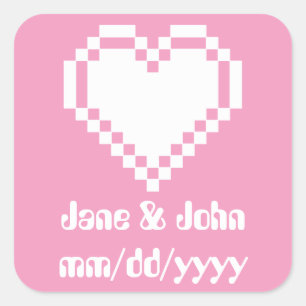 Onze 8-bits harten in Petal Pink Sticker