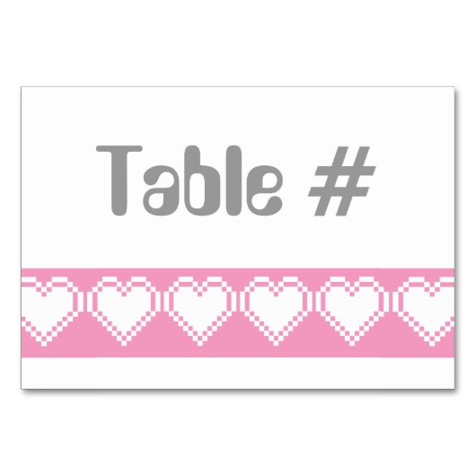 Onze 8-bits harten in Petal Pink Table Kaart (Voorkant)