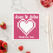 Onze 8-bits harten in Raspberry Napkins Servetten (Insitu)
