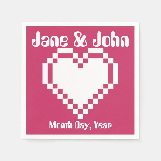 Onze 8-bits harten in Raspberry Napkins Servetten (Voorkant)
