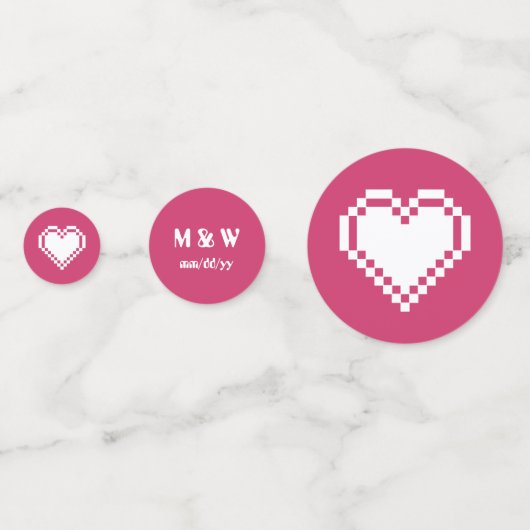 Onze 8-bits harten in Raspberry Table Confetti (Achterkanten)