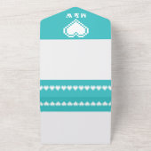 Onze 8-bits harten in Turquoise All In One Uitnodiging (Buitenkant)