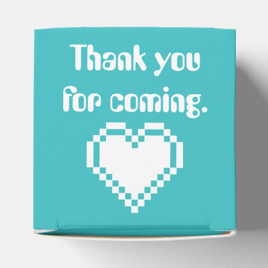 Onze 8-bits harten in Turquoise Favor Box Bedankdoosjes (Bovenkant)