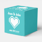 Onze 8-bits harten in Turquoise Favor Box Bedankdoosjes (Achterkant)