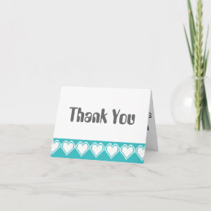 Onze 8-bits harten in Turquoise Hartelijk dank Bedankkaart