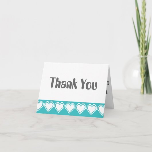 Onze 8-bits harten in Turquoise Hartelijk dank Bedankkaart (Voorkant)