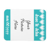 Onze 8-bits harten in Turquoise Save-the-Date Magn Magneet (Horizontaal)