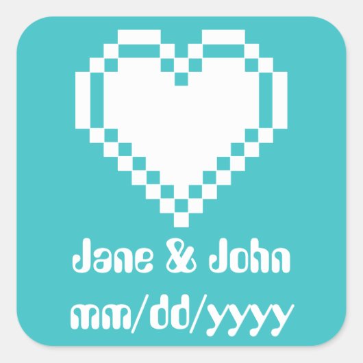 Onze 8-bits harten in Turquoise Sticker (Voorkant)
