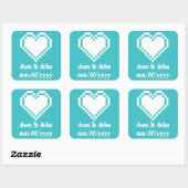 Onze 8-bits harten in Turquoise Sticker (Vel)