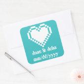 Onze 8-bits harten in Turquoise Sticker (Envelop)