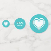 Onze 8-bits harten in turquoise tafel Confetti (Achterkanten)