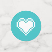 Onze 8-bits harten in turquoise tafel Confetti (Kleine voorkant)