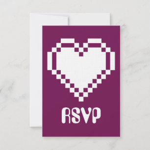 Onze 8-bits harten in wijn RSVP-kaart RSVP Kaartje