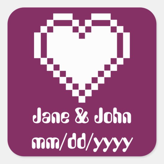 Onze 8-bits harten in wijnsticker vierkante sticker (Voorkant)