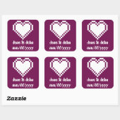Onze 8-bits harten in wijnsticker vierkante sticker (Vel)