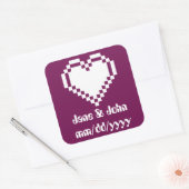 Onze 8-bits harten in wijnsticker vierkante sticker (Envelop)