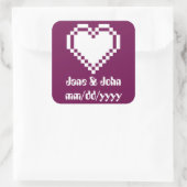 Onze 8-bits harten in wijnsticker vierkante sticker (Tas)
