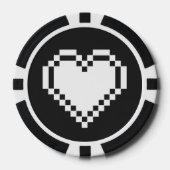 Onze 8-bits harten in zwart poker chips (Voorkant)