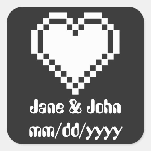 Onze 8-bits harten in zwarte Sticker (Voorkant)