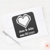 Onze 8-bits harten in zwarte Sticker (Envelop)