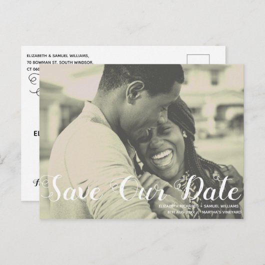 Onze aankondiging van de bruiloft opslaan briefkaart (Voorkant / Achterkant)