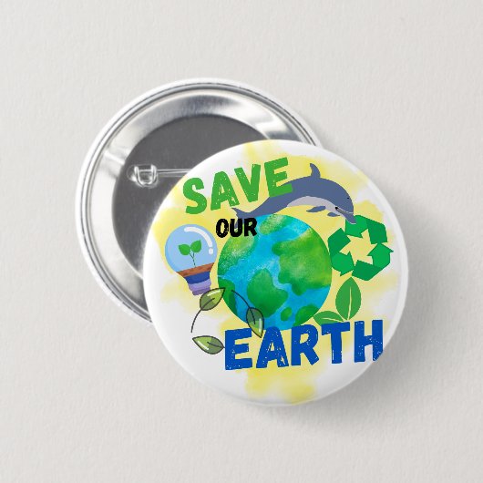 Onze aarde redden ronde button 5,7 cm (Voorkant /achterkant)