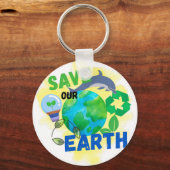 Onze aarde redden sleutelhanger (Achterkant)