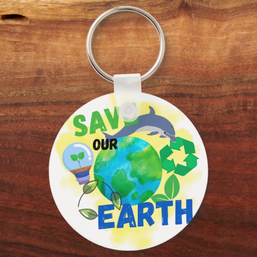 Onze aarde redden sleutelhanger (Achterkant)
