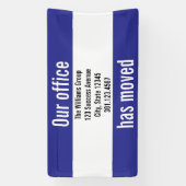 Onze Afdeling Is Verhuisd Aankondiging Blauw en Wi Spandoek (Verticaal)